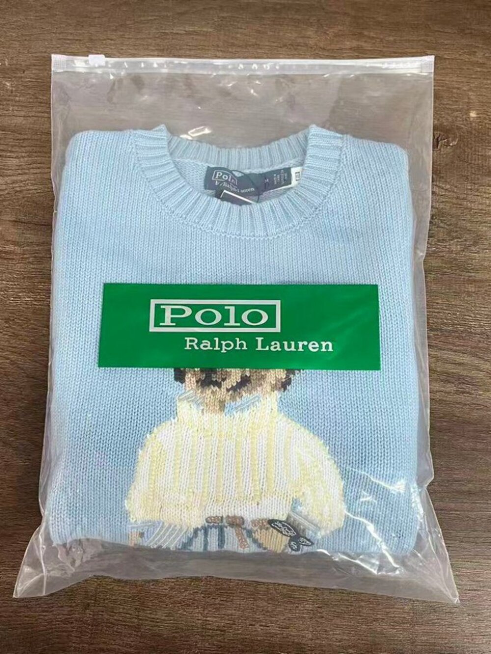Polo Ralph Lauren Light Blue Polo Bear Crewneck Sweater Size M - Picture 8 of 8
